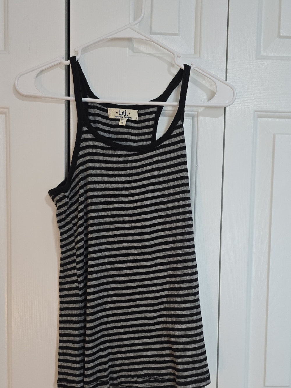 lei Black & Gray Striped Racerback Tank